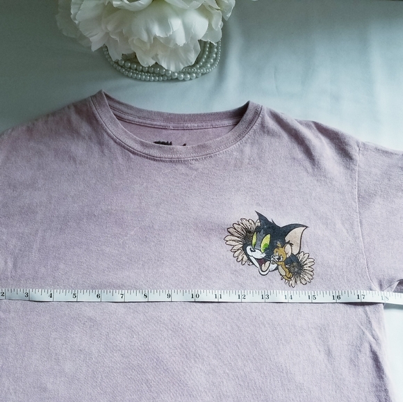 Tom and Jerry Crop Tee Shirt "Good Vibes Only" Graphic Print - Picture 10 of 12